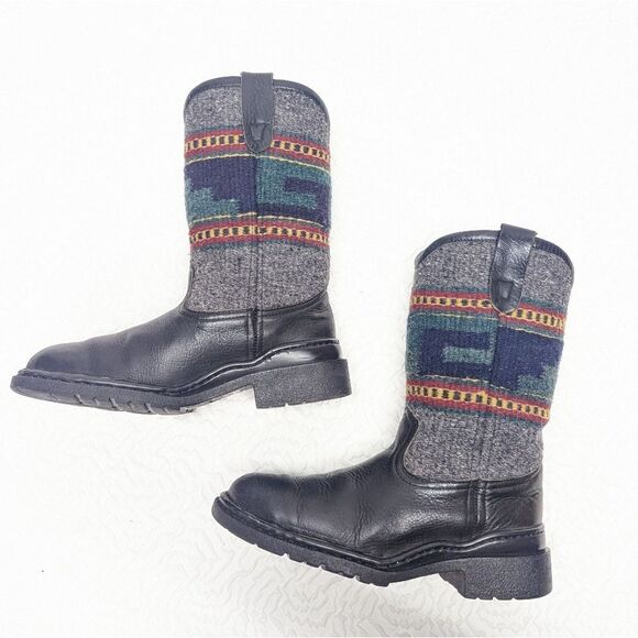 DOUBLE H | Handcrafted Serape Leather Boots sz 8/39 - Picture 6 of 12